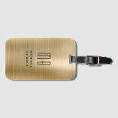 Elegant monogrammed Gold Brushed Metallic Bagagelabel (Voorkant (horizontaal))
