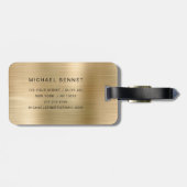 Elegant monogrammed Gold Brushed Metallic Bagagelabel (Achterkant horizontaal)