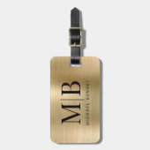Elegant monogrammed Gold Brushed Metallic Bagagelabel (Voorkant verticaal)
