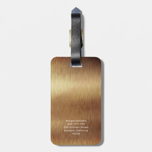 Elegant monogrammed Gold Brushed Metallic Bagagelabel (Achterkant verticaal)