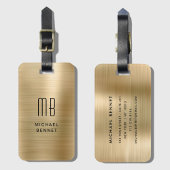 Elegant monogrammed Gold Brushed Metallic Bagagelabel