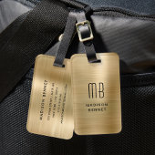 Elegant monogrammed Gold Brushed Metallic Bagagelabel