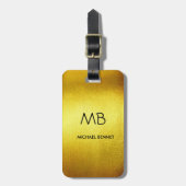 Elegant monogrammed Gold Brushed Metallic Luggage Bagagelabel (Voorkant verticaal)