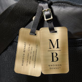 Elegant monogrammed Gold Brushed Metallic Luggage Bagagelabel