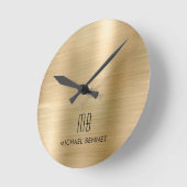 Elegant monogrammed Gold Brushed Metallic Ronde Klok (Hoek)