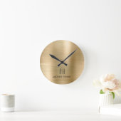 Elegant monogrammed Gold Brushed Metallic Ronde Klok (Huis)