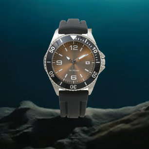 Elegant monogrammed Gold Brushed Metallic Watch Horloge