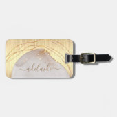 Elegant monogrammed Gold geborsteld metallisch aan Bagagelabel (Voorkant horizontaal)
