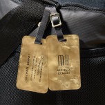 Elegant monogrammed Gold Liquid Ink Texture Bagagelabel<br><div class="desc">Gepersonaliseerd Elegant Monogrammed Silver Grey Liquid Ink Texture Bagagelabel.</div>