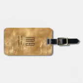 Elegant monogrammed Gold Liquid Ink Texture Bagagelabel (Voorkant horizontaal)