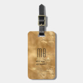 Elegant monogrammed Gold Liquid Ink Texture Bagagelabel (Voorkant verticaal)