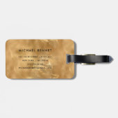 Elegant monogrammed Gold Liquid Ink Texture Bagagelabel (Achterkant horizontaal)