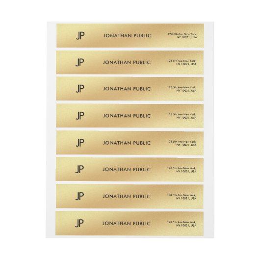 Elegant Monogrammed Gold Modern Glam Plain (Vel)