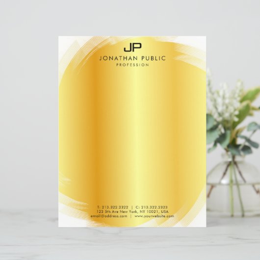 Elegant Monogrammed Gold Sjabloon Modern (Staand voorkant)