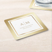 Elegant Monogrammed Gold Wedding Kartonnen Onderzetters (Schuin)