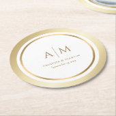 Elegant Monogrammed Gold Wedding Paper Onderzetter (Gebogen)