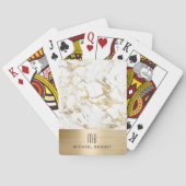 Elegant Monogrammed Gold White Marble Pokerkaarten (Achterkant)