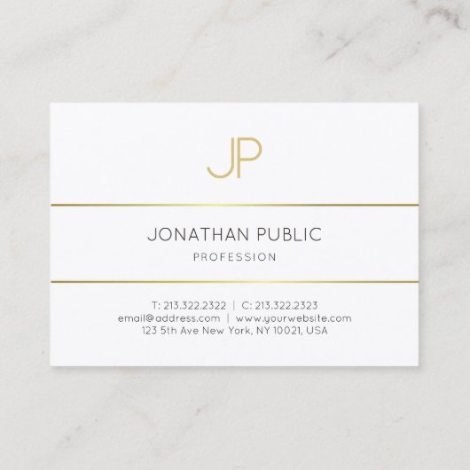 Elegant monogrammed Gold White Sjabloon Modern Visitekaartje (Achterkant)