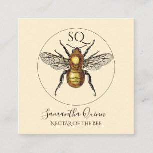 Elegant Monogrammed Golden Bee Circle Logo Vierkante Visitekaartje
