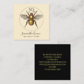 Elegant Monogrammed Golden Bee Circle Logo Vierkante Visitekaartje (Voorkant / Achterkant)