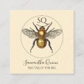 Elegant Monogrammed Golden Bee Circle Logo Vierkante Visitekaartje (Voorkant)