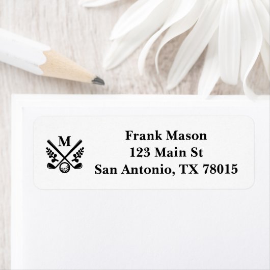 Elegant Monogrammed Golf Return Address Etiket (Insitu)