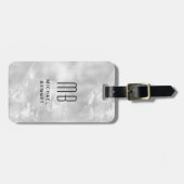 Elegant Monogrammed Gray Liquid Ink Textuur Bagagelabel (Voorkant horizontaal)