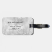 Elegant Monogrammed Gray Liquid Ink Textuur Bagagelabel (Achterkant horizontaal)