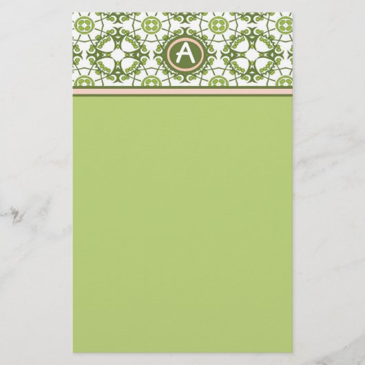 Elegant Monogrammed Green Celtic Stationery Briefpapier (Voorkant)