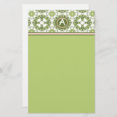 Elegant Monogrammed Green Celtic Stationery Briefpapier (Voorkant / Achterkant)