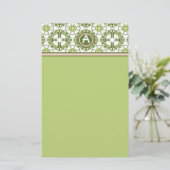 Elegant Monogrammed Green Celtic Stationery Briefpapier (Staand voorkant)