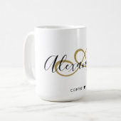 Elegant Monogrammed Initiaal Naam Zwart Goud Scrip Koffiemok (Voorkant links)