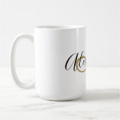 Elegant Monogrammed Initiaal Naam Zwart Goud Scrip Koffiemok (Links)