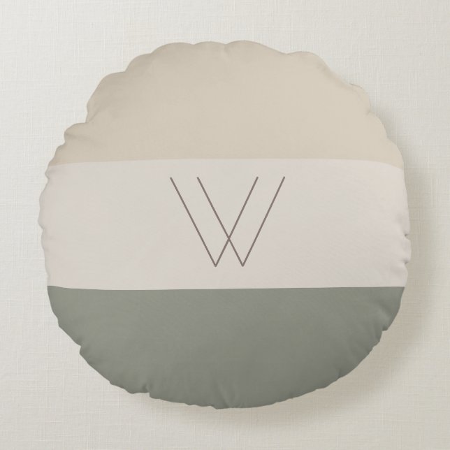 Elegant Monogrammed Initiaal Stijlvol Chic Pattern Rond Kussen (Voorkant)