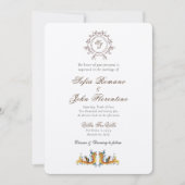 Elegant Monogrammed Italiaans huwelijksuitnodiging Kaart (Voorkant)