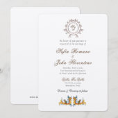 Elegant Monogrammed Italiaans huwelijksuitnodiging Kaart (Voorkant / Achterkant)