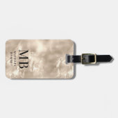 Elegant Monogrammed Ivory Beige Pearl Texture Bagagelabel (Voorkant horizontaal)