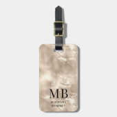 Elegant Monogrammed Ivory Beige Pearl Texture Bagagelabel (Voorkant verticaal)