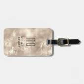 Elegant Monogrammed Ivory Beige Pearl Texture Bagagelabel (Voorkant horizontaal)