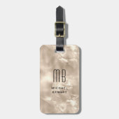 Elegant Monogrammed Ivory Beige Pearl Texture Bagagelabel (Voorkant verticaal)