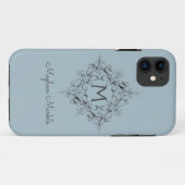 Elegant Monogrammed klassiek blauw Hoesje-Malt iPh Case-Mate iPhone Case (Achterkant (horizontaal))