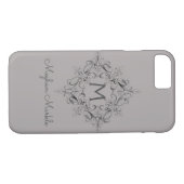 Elegant Monogrammed klassiek grijs Case-Mate iPhone Case (Achterkant (Horizontaal))