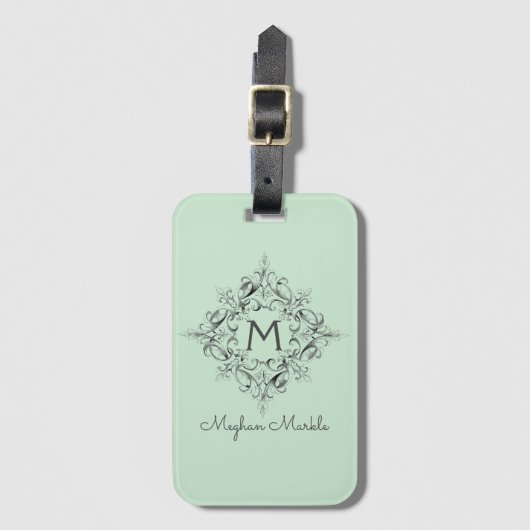 Elegant Monogrammed klassiek pastel Bagagelabel (Voorkant (verticaal))