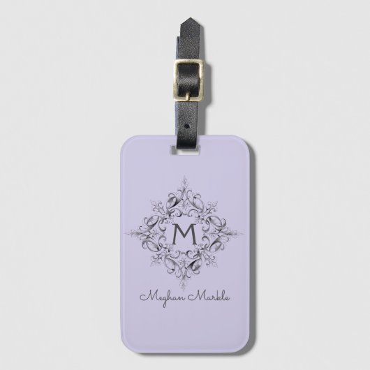 Elegant Monogrammed klassiek pastel Bagagelabel (Voorkant (verticaal))
