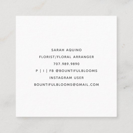 Elegant Monogrammed Magnolia Cream Sage Blooms Vierkante Visitekaartje (Achterkant)