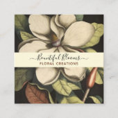 Elegant Monogrammed Magnolia Cream Sage Blooms Vierkante Visitekaartje (Voorkant)