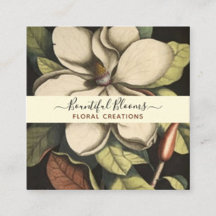 Elegant Monogrammed Magnolia Cream Sage Blooms Vierkante Visitekaartje