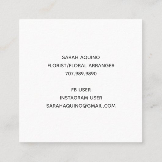 Elegant Monogrammed Magnolia Cream Sage Blooms Vierkante Visitekaartje (Achterkant)