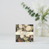 Elegant Monogrammed Magnolia Cream Sage Blooms Vierkante Visitekaartje (Staand voorkant)