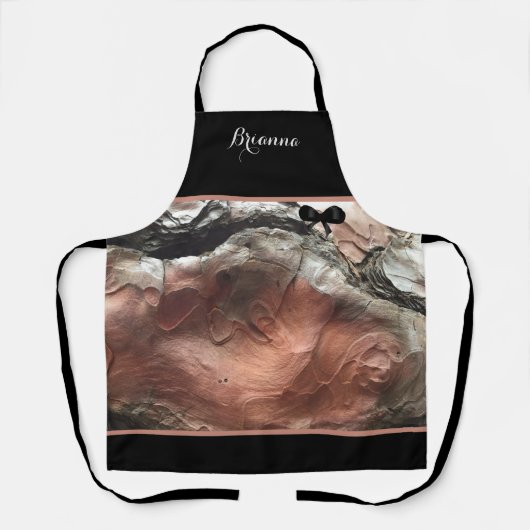 Elegant Monogrammed Mauve Silver Marged Apron Schort (Voorkant)